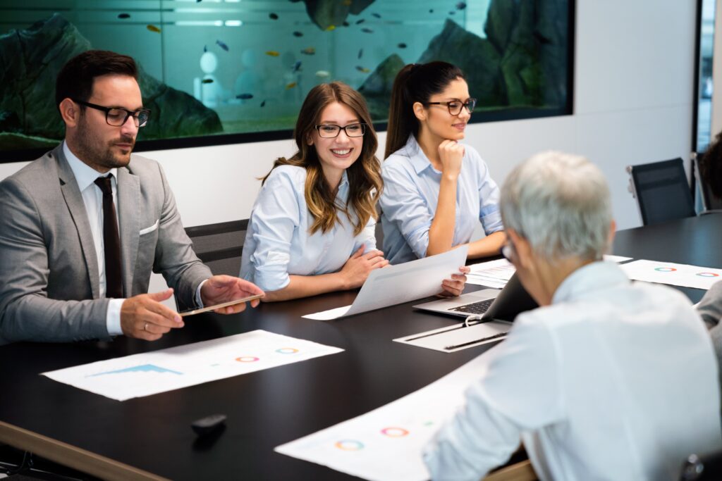 People in a meeting.